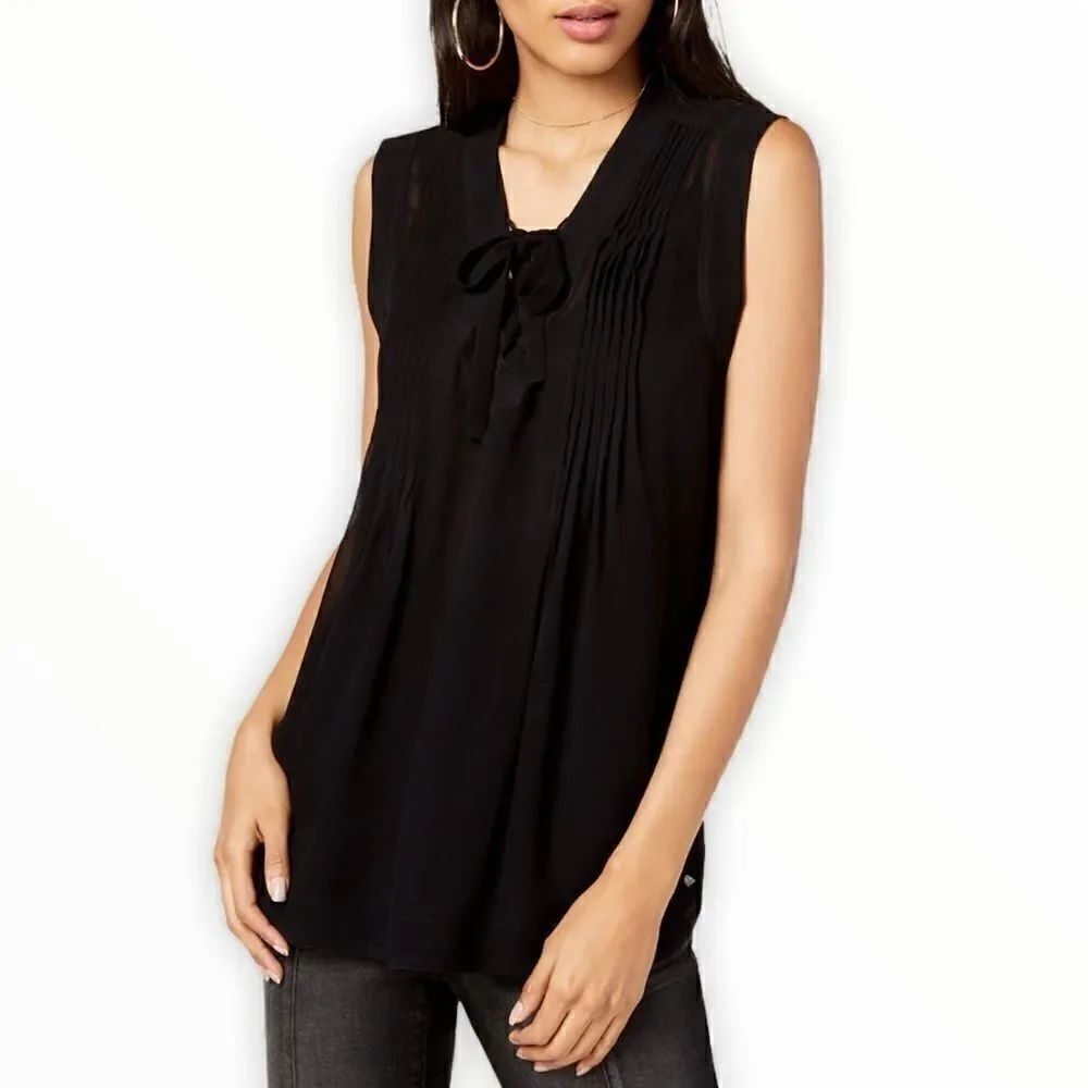 INC International Concepts Pleated Lace-Up Top